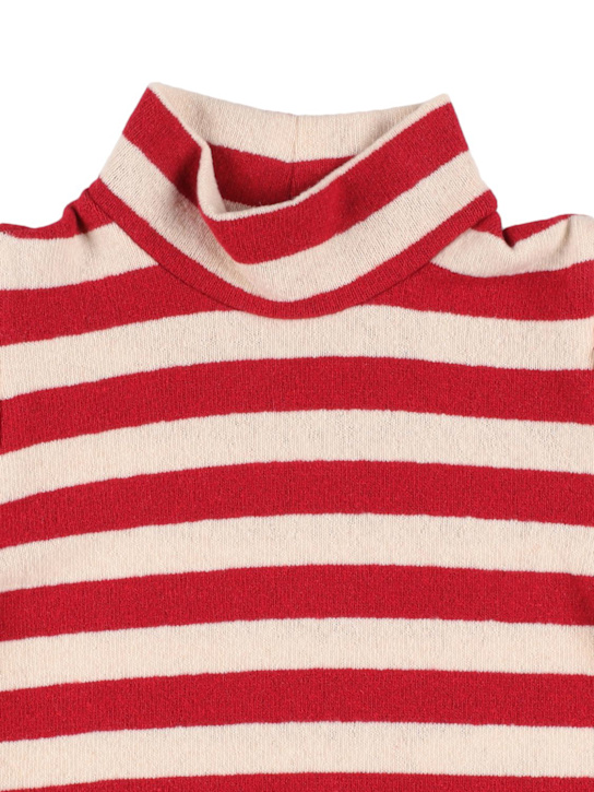Monnalisa: Camiseta cuello alto de algodón con rayas - Rojo/Blanco - kids-girls_1 | Luisa Via Roma