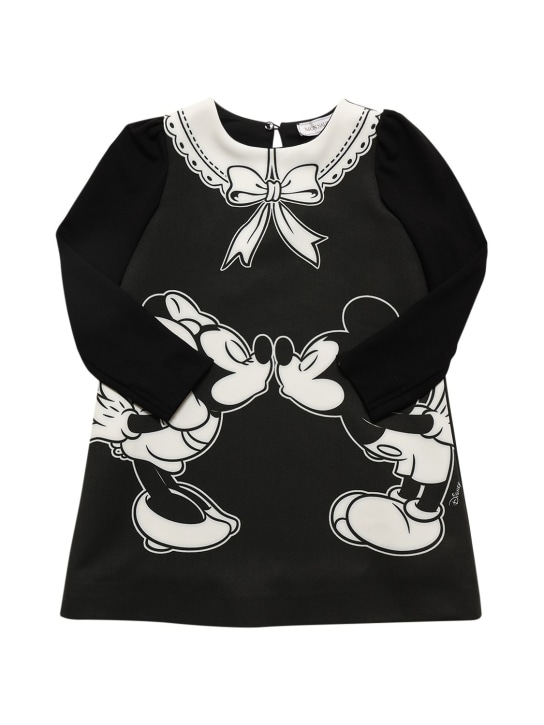 Monnalisa: Vestito in crêpe stampato - Nero - kids-girls_0 | Luisa Via Roma
