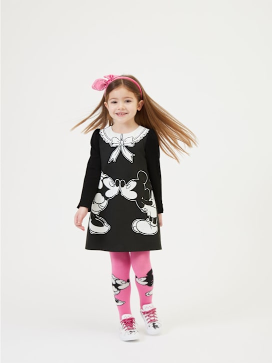 Monnalisa: Vestito in crêpe stampato - Nero - kids-girls_1 | Luisa Via Roma