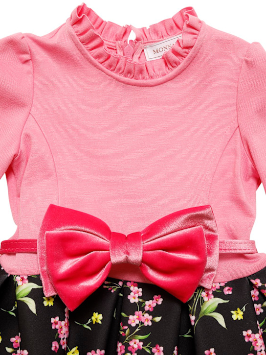 Monnalisa: Vestito in neoprene e cotone punto Milano - Rosa/Nero - kids-girls_1 | Luisa Via Roma
