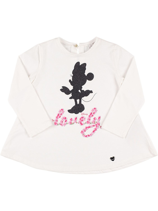 Monnalisa: T-SHIRT AUS BAUMWOLLJERSEY MIT GLITZERDRUCK - Weiß - kids-girls_0 | Luisa Via Roma