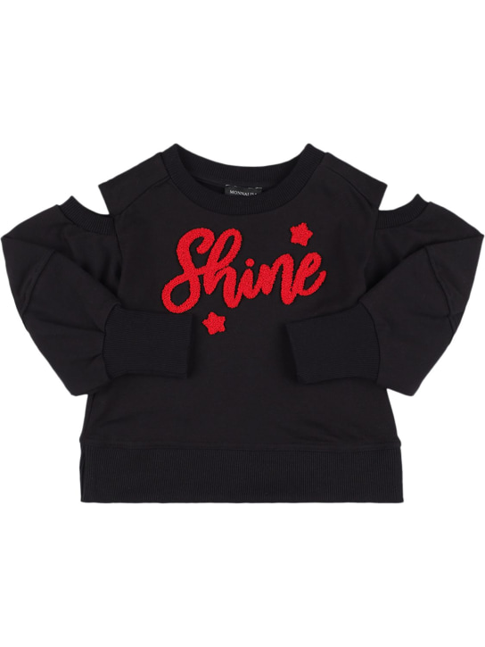Monnalisa: SWEATSHIRT AUS BAUMWOLLE MIT PATCH - Schwarz - kids-girls_0 | Luisa Via Roma