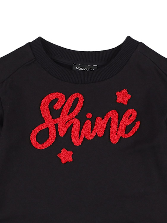Monnalisa: SWEATSHIRT AUS BAUMWOLLE MIT PATCH - Schwarz - kids-girls_1 | Luisa Via Roma