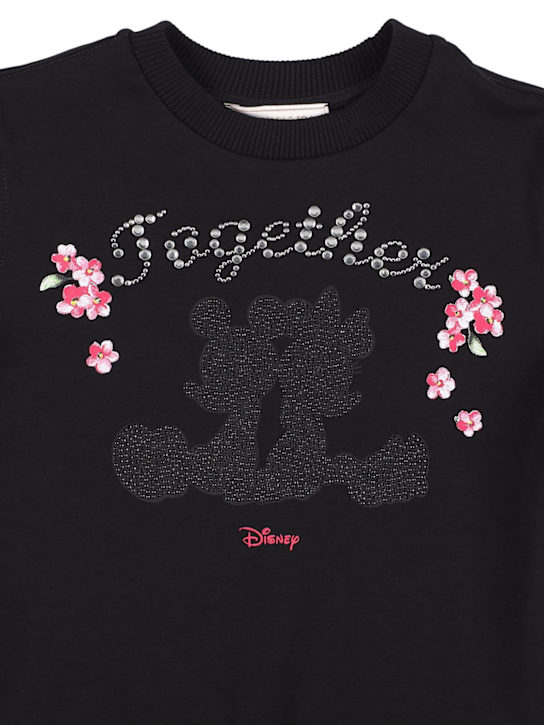 Monnalisa: Embellished Minnie cotton sweat dress - Black - kids-girls_1 | Luisa Via Roma