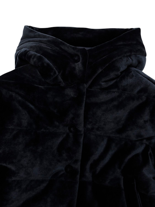 Monnalisa: GEPOLSTERTER MANTEL AUS SAMT MIT KAPUZE - Dunkelblau - kids-girls_1 | Luisa Via Roma