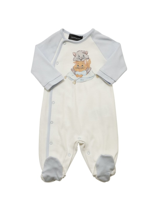 Monnalisa: Pelele de algodón interlock con estampado - Blanco - kids-boys_0 | Luisa Via Roma