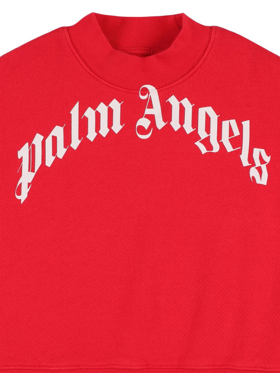 Palm Angels: Sweat-shirt en coton imprimé logo - Rouge - kids-boys_1 | Luisa Via Roma