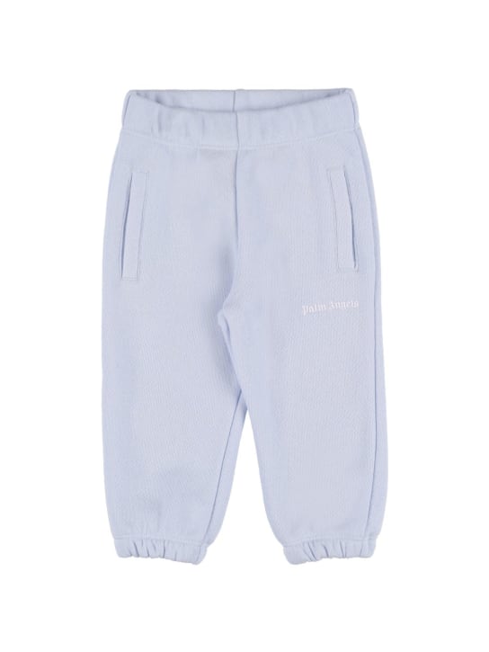 Palm Angels: Pantalones de felpa de algodón con logo - Azul Claro - kids-boys_0 | Luisa Via Roma