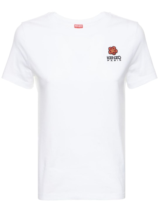 Kenzo Paris: T-shirt en jersey de coton à logo Crest - women_0 | Luisa Via Roma