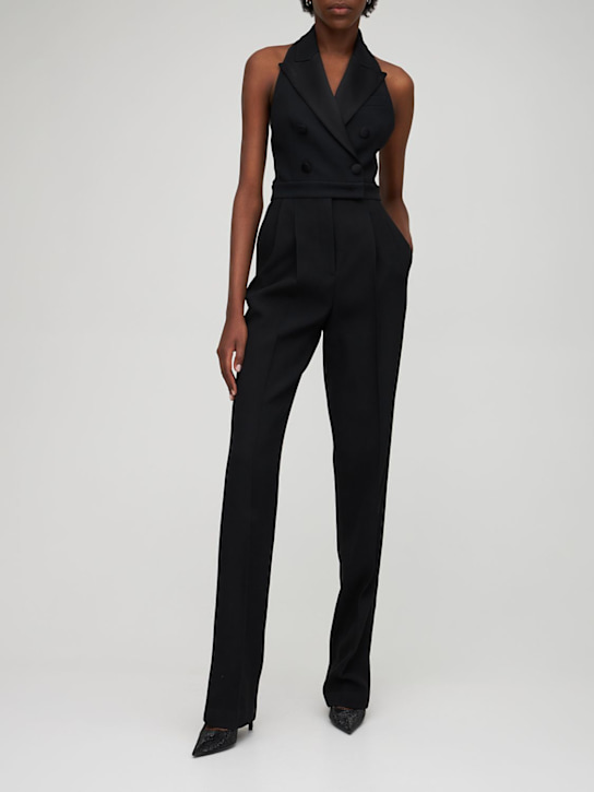 Michael Kors Collection: Jumpsuit esmoquin de cuello halter - Negro - women_1 | Luisa Via Roma