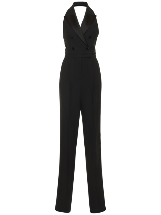 Michael Kors Collection: Jumpsuit esmoquin de cuello halter - Negro - women_0 | Luisa Via Roma