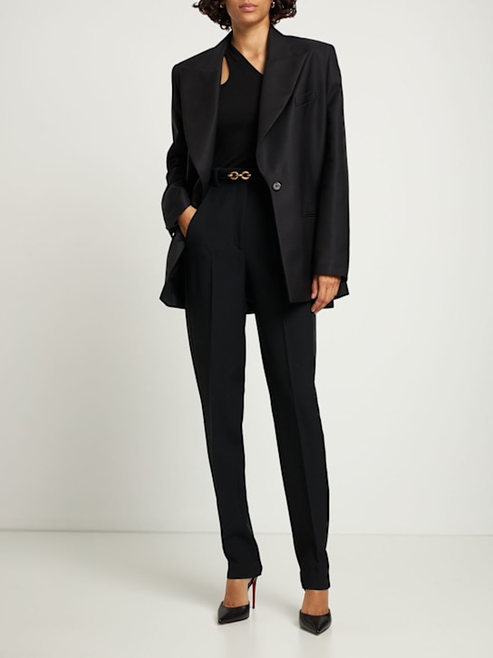 Michael Kors Collection: Crepe sable tuxedo pants - Black - women_1 | Luisa Via Roma