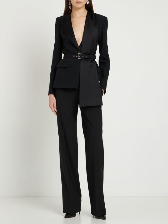 Michael Kors Collection: Crepe sable scarf blazer - Black - women_1 | Luisa Via Roma