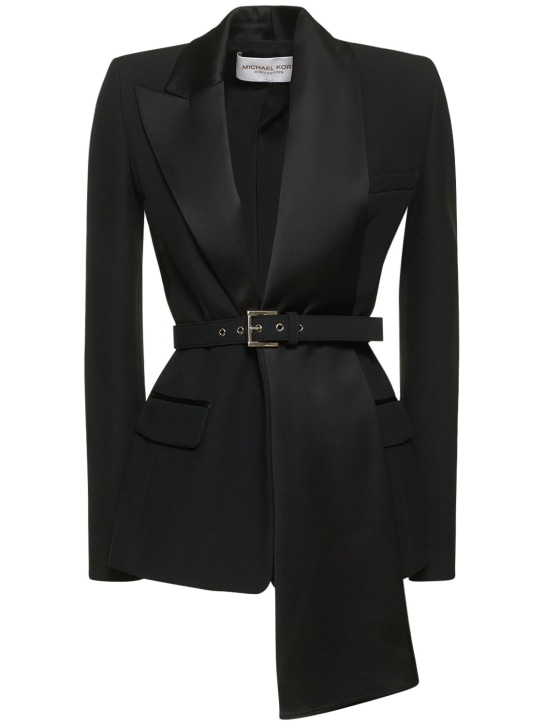 Michael Kors Collection: Crepe sable scarf blazer - Black - women_0 | Luisa Via Roma