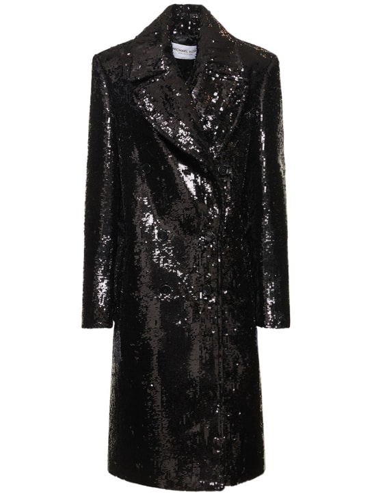 Michael Kors Collection: Sequin double breasted Chesterfield coat - Black - women_0 | Luisa Via Roma