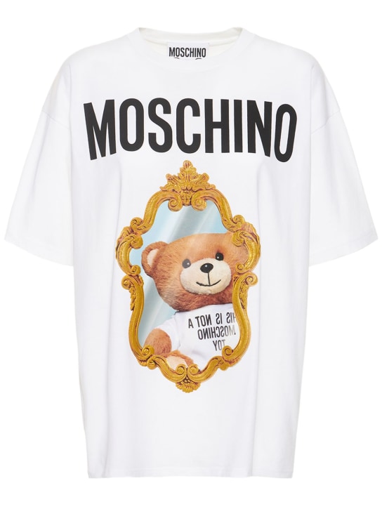 Moschino: 로고 & 테디 코튼 저지 티셔츠 - women_0 | Luisa Via Roma