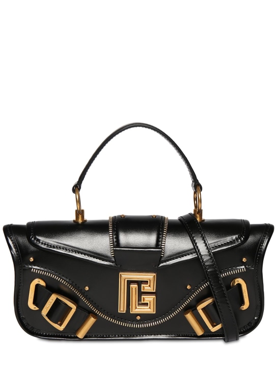 Balmain: Blaze leather top handle bag - Black - women_0 | Luisa Via Roma
