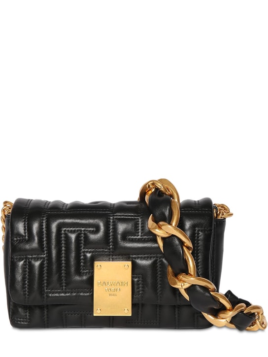 Balmain: Mini 1945 quilted leather bag - Black - women_0 | Luisa Via Roma