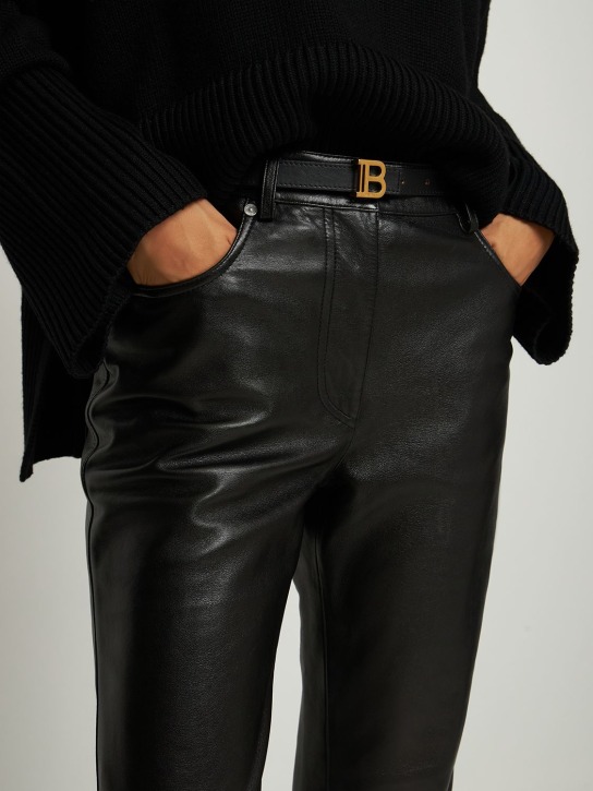 Balmain: 2cm Leather B-belt - Black - women_1 | Luisa Via Roma