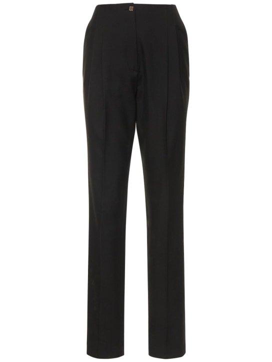 Rochas: 打褶羊毛绉纱裤子 - 黑色 - women_0 | Luisa Via Roma