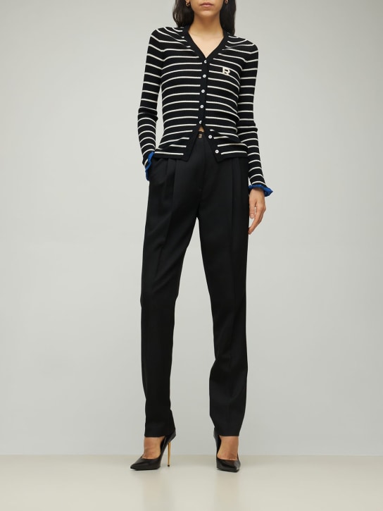 Rochas: 打褶羊毛绉纱裤子 - 黑色 - women_1 | Luisa Via Roma