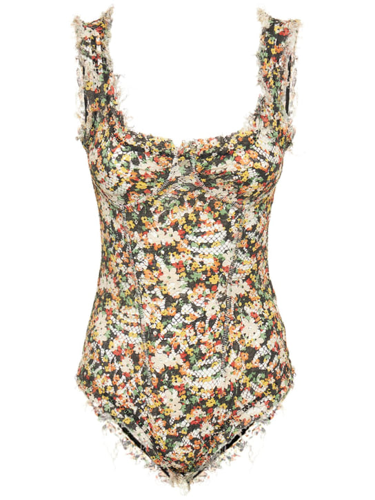 Marni: Flower print bodysuit - Multicolor - women_0 | Luisa Via Roma