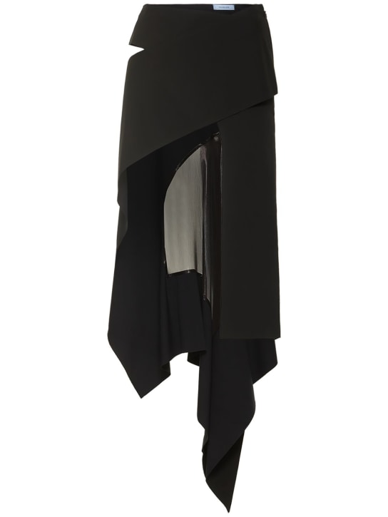 MUGLER: Minifalda asimétrica de satén de seda - Negro/Negro - women_0 | Luisa Via Roma