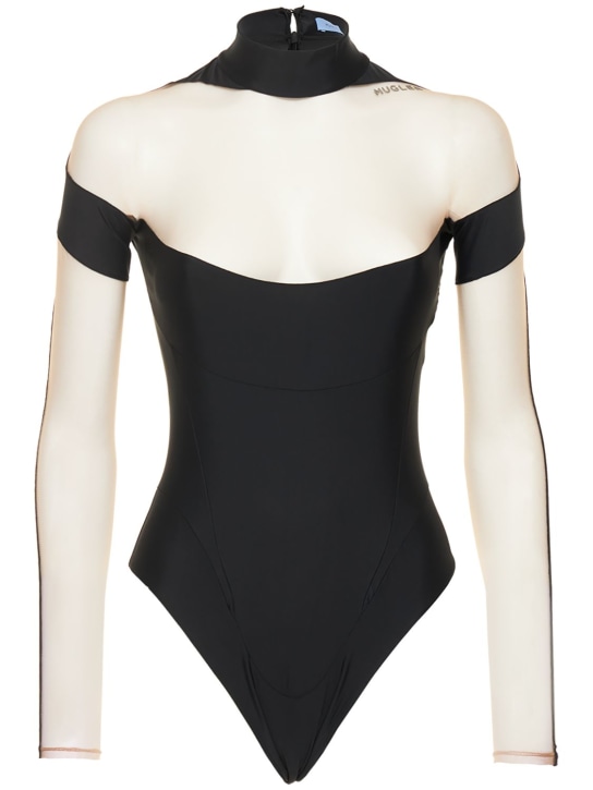 Sheer tulle & jersey bodysuit - Thumbnail 1