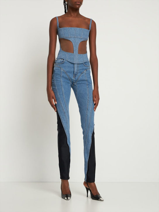 Tulle & cotton denim bustier top - Thumbnail 2