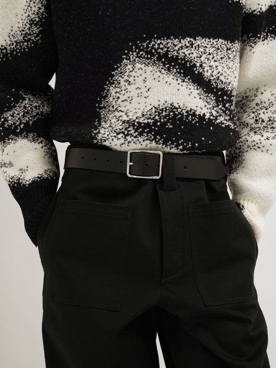 Alexander McQueen: 4cm Leather belt - Black - men_1 | Luisa Via Roma