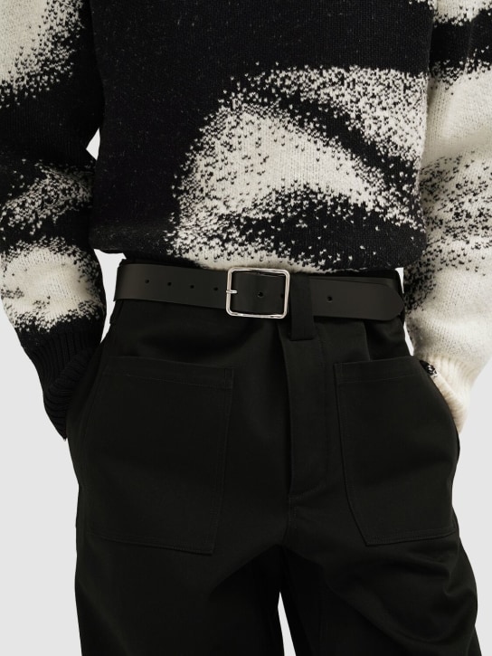 Alexander McQueen: 4cm Leather belt - Black - men_1 | Luisa Via Roma