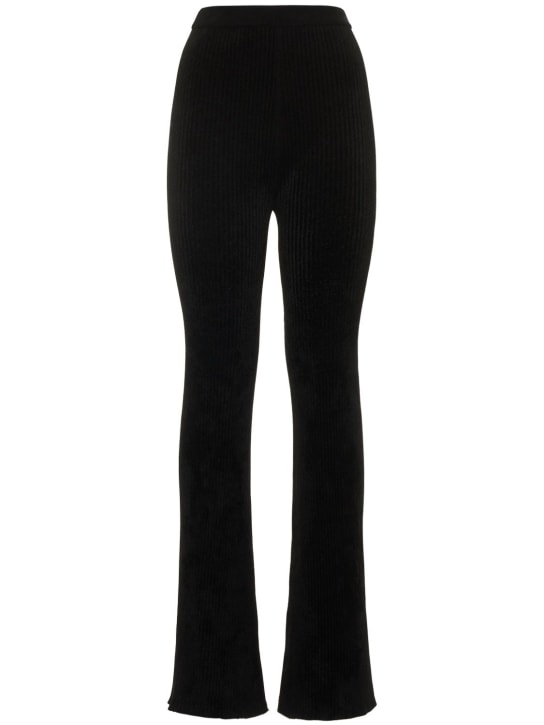 Gauchere: Legginga in velluto di misto viscosa a costine - Nero - women_0 | Luisa Via Roma