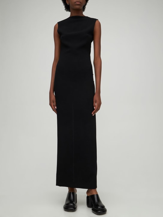 Stretch viscose crepe midi dress - Thumbnail 2