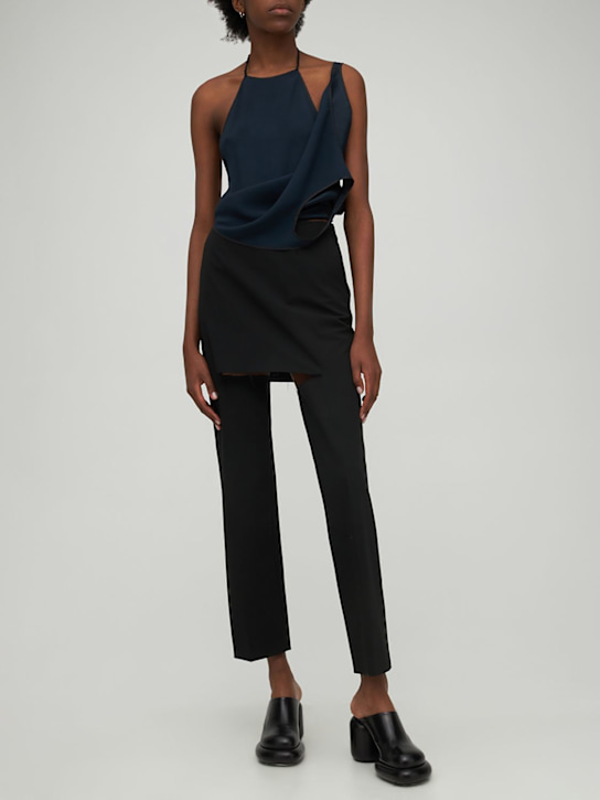 Gauchere: Backless satin top - Midnight - women_1 | Luisa Via Roma