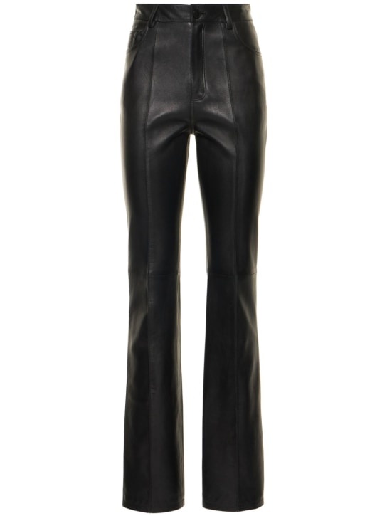 Gauchere: Leather straight pants - Black - women_0 | Luisa Via Roma