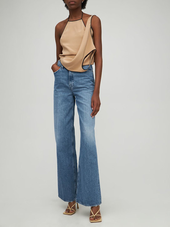 Gauchere: Top sin espalda de crepé de viscosa - Beige/Negro - women_1 | Luisa Via Roma