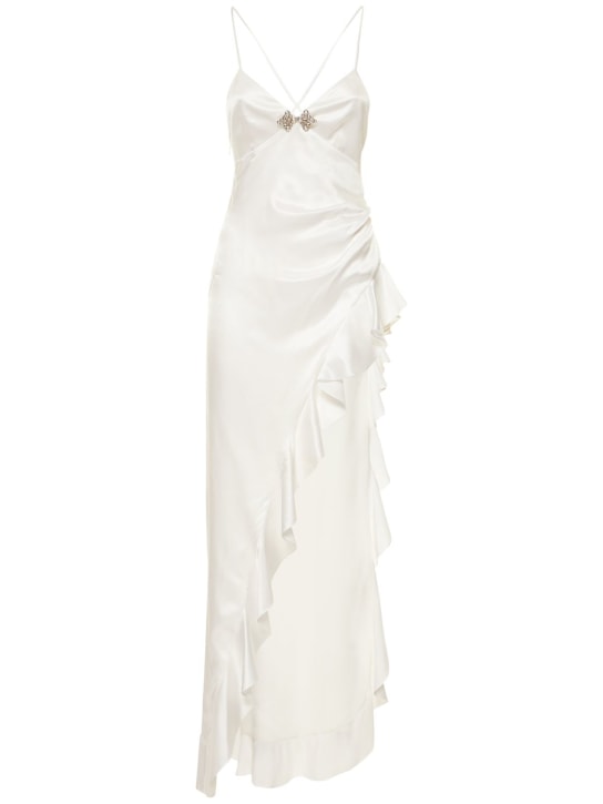 Silk satin long dress w/ high side slit