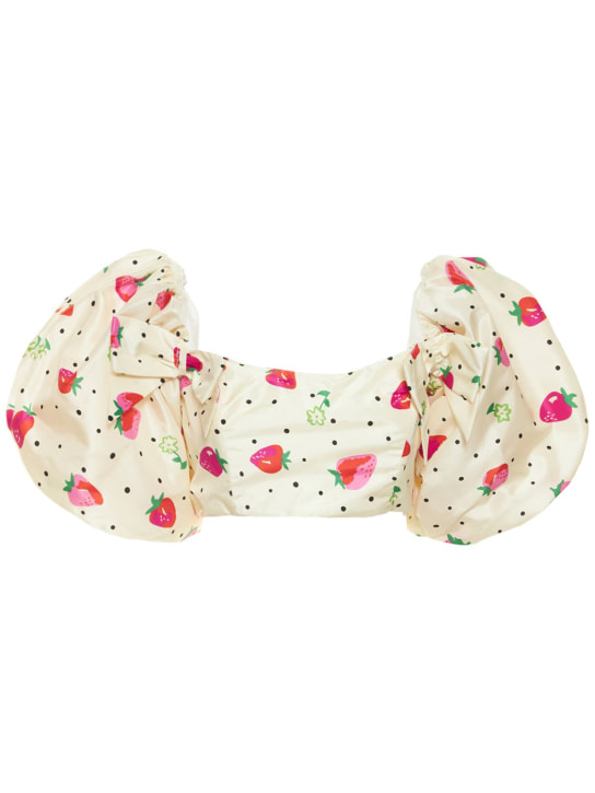 Alessandra Rich: Crop top en taffetas de soie imprimé fraises - Multicolore - women_0 | Luisa Via Roma