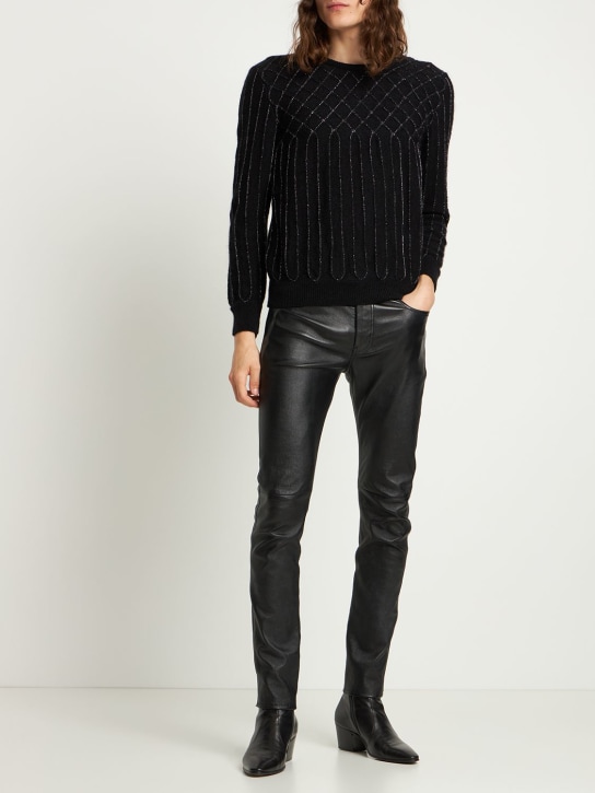 Saint Laurent: Wool blend sweater - Black/Silver - men_1 | Luisa Via Roma