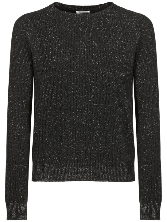 Saint Laurent: Suéter de mezcla de lana - Negro/Plata - men_0 | Luisa Via Roma