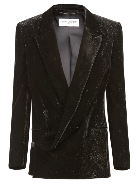 Saint Laurent: Viscose blend jacket - Shiny Black - men_0 | Luisa Via Roma