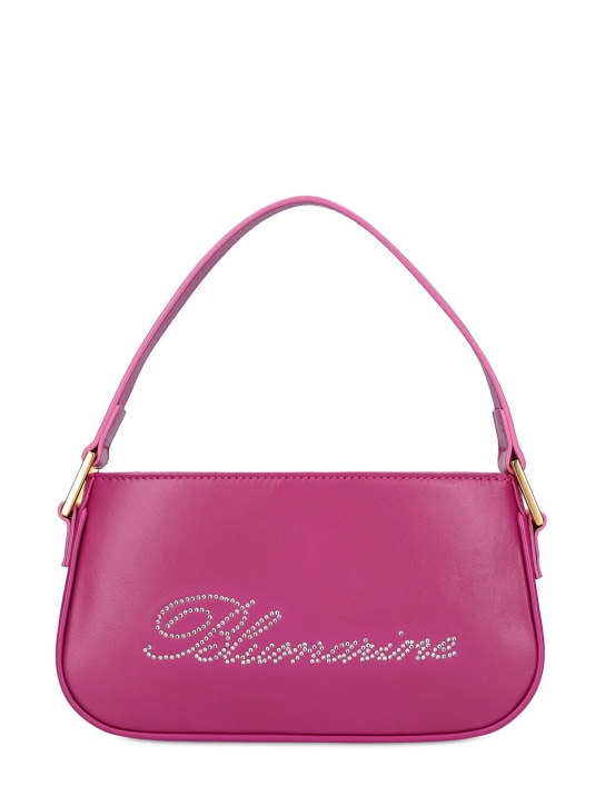 Blumarine: Strass logo leather top handle bag - women_0 | Luisa Via Roma