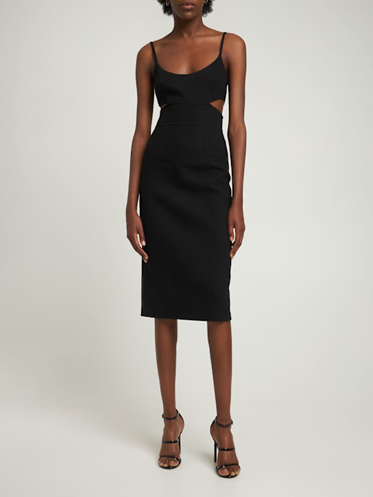 Michael Kors Collection: Vestido midi de lana crepé - Negro - women_1 | Luisa Via Roma