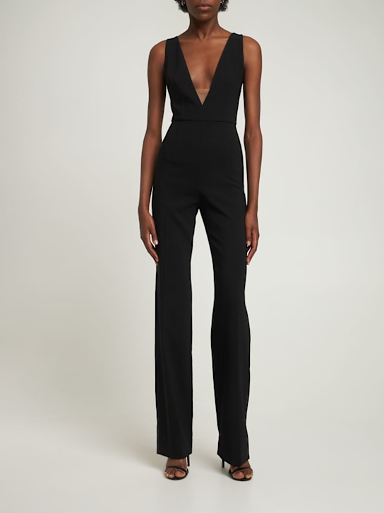 Michael Kors Collection: Jumpsuit aus Wollmischkrepp mit V-Ausschnitt - Schwarz - women_1 | Luisa Via Roma