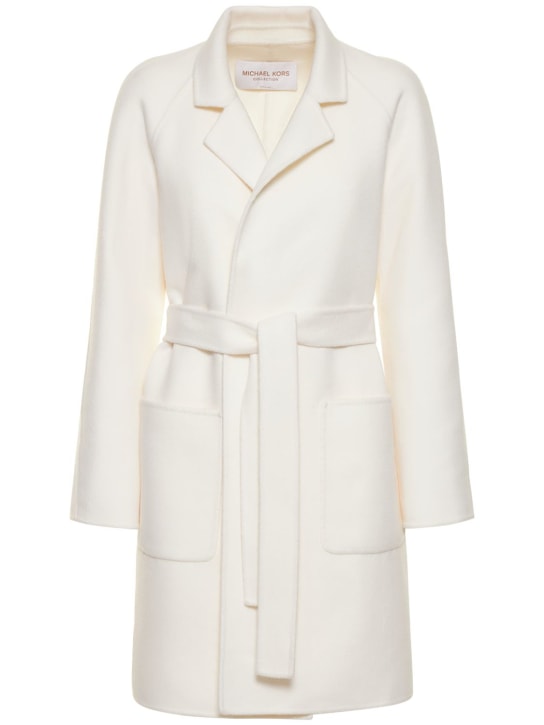 Michael Kors Collection: Wool blend belted coat - White - women_0 | Luisa Via Roma