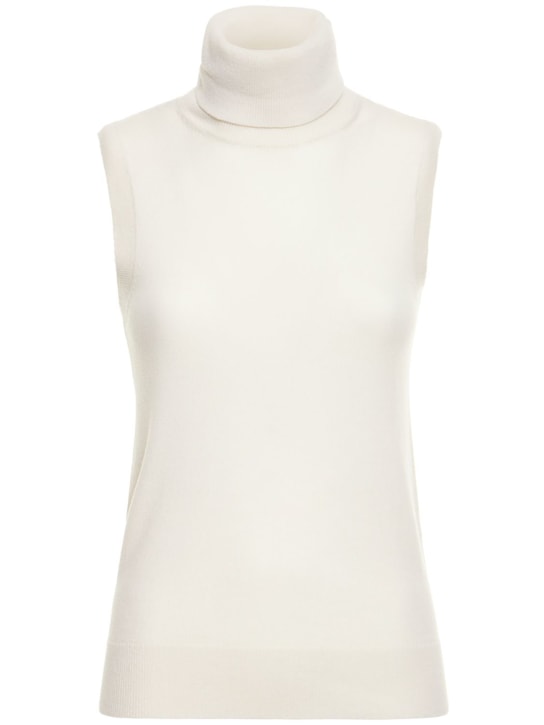 Michael Kors Collection: Cuello vuelto de punto de cashmere sin mangas - Blanco - women_0 | Luisa Via Roma