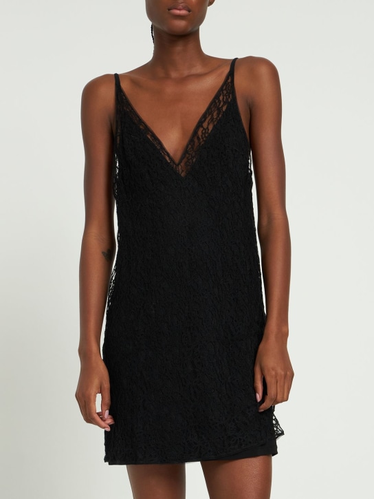 La Perla: Mini slip dress w/ detachable lining - Black - women_1 | Luisa Via Roma