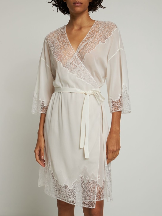 La Perla: Silk & lace short robe - women_1 | Luisa Via Roma