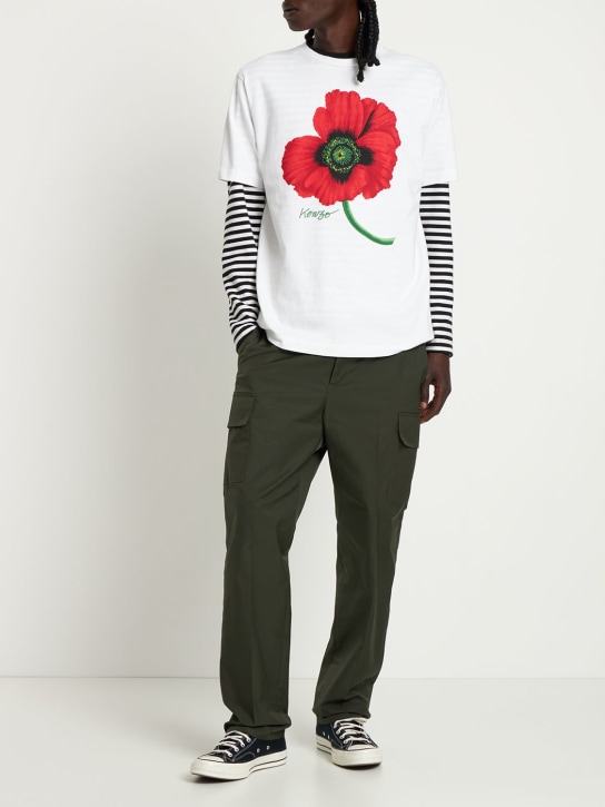 Kenzo Paris: T-shirt en jersey de coton imprimé coquelicot - men_1 | Luisa Via Roma