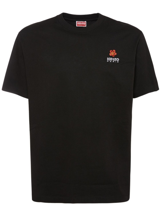Kenzo Paris: Boke logo棉质平纹针织T恤 - 黑色 - men_0 | Luisa Via Roma